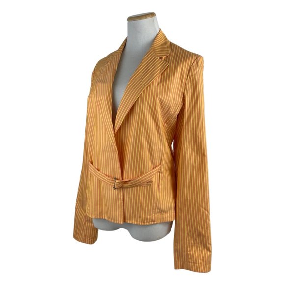 Express Blazer Jacket Womens Size 12 NWT Orange/Yellow Striped Cotton - Picture 2 of 4